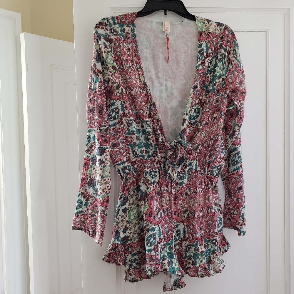 RAGA Sunset Rose Tie Romper